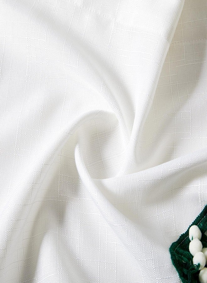 Estmy Boho Cute Christmas Tree Kitchen Curtain, White and Green, 47'W x 36'L, 1PCS - Image 5